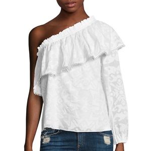 Parker One Shoulder Cotton Lace Ruffle Top
